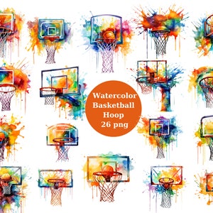 Aquarell Basketballkorb Clipart, transparenter Hintergrund, hohe Qualität, Clipart, 12x12, kommerzielle Nutzung