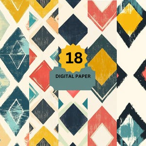 Rustic Diamond Digital Paper – Geometric Vintage Backgrounds for Junk Journals, Scrapbooking And Crafts