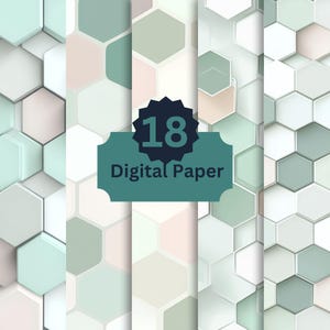 Soft Hexagon Digital Paper Pack - 18 moderne geometrische patronen voor scrapbooking en doe-het-zelfprojecten