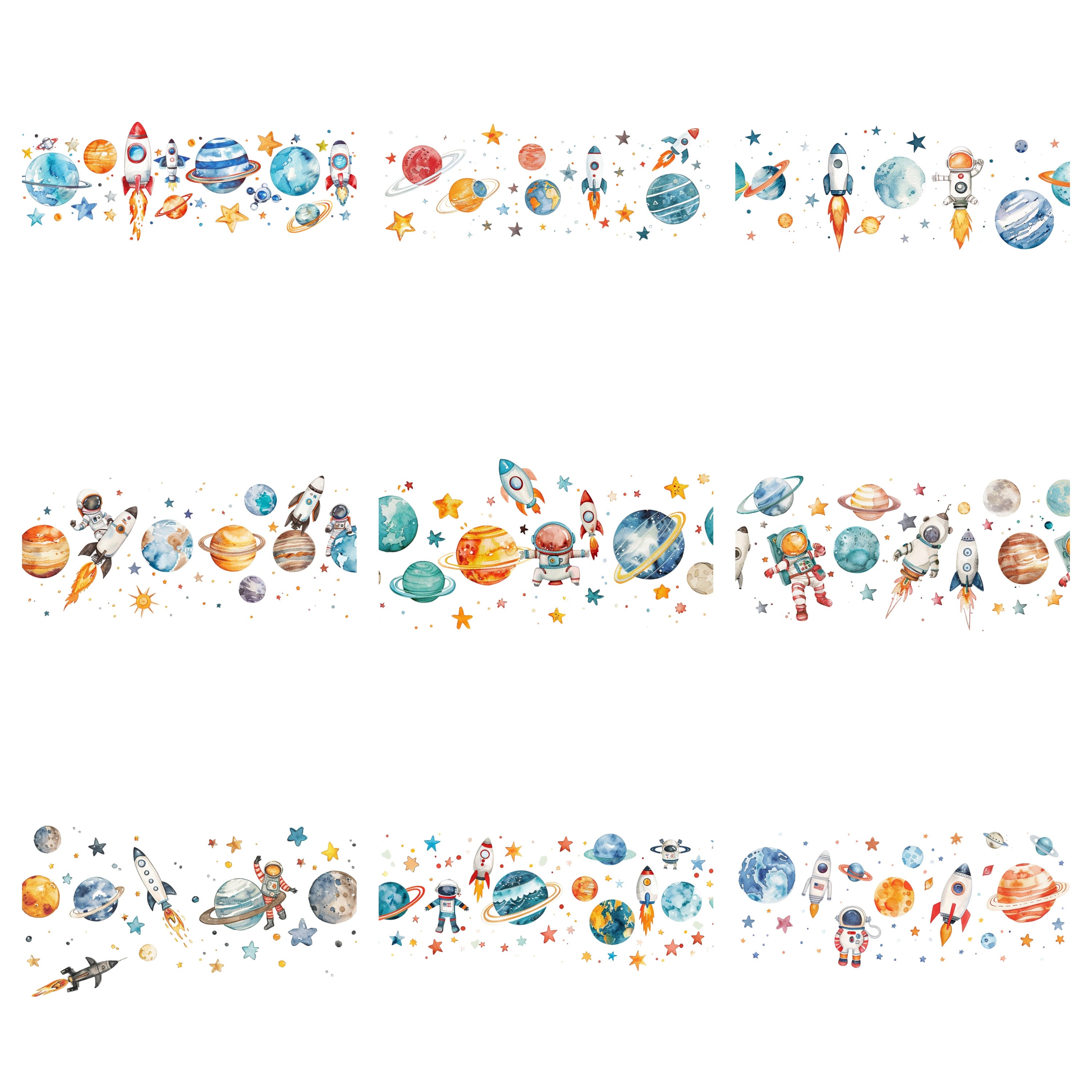 34 Space Borders Watercolor Clipart, Border Clipart, PNG Individual ...