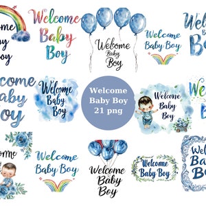 Bienvenue Baby Boy, fichiers numériques PNG et SVG sur fond transparent, chemises PNG, Cut Files for Cricut, Silhouette, commercial us