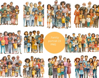 23 Family Portraits Watercolor Clipart, Berries Clipart, PNG individual images on transparent background, sublimation