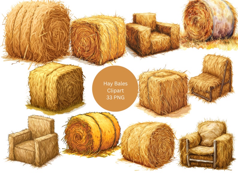 Hay Bales Clipart, PNG Individual Images on Transparent Background ...