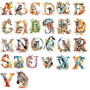 Cute Animals FONT, cute animals alphabet png, cute animals png files for Cricut, clipart, high quality, kids alphabet, commercial use