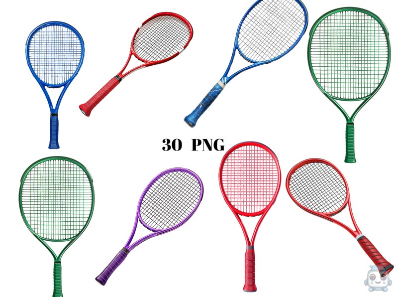 Tennis Rackets Strings Coloured 30 Tennis Rackets Clipart, Sports Clipart, PNG Individual Images on ...