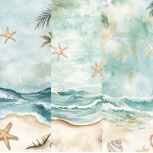 Beach Ocean Digital Paper – 18 Backgrounds With Seashells, Starfish ...