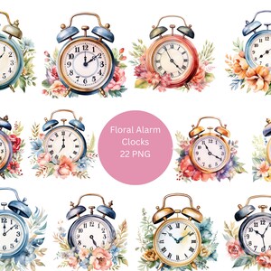 22 bloemenwekkers aquarel clipart, bloemen clipart, individuele png-afbeeldingen op transparante achtergrond, sublimatie