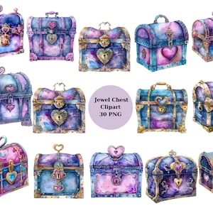 Jewel Chest Clipart, digitale PNG-afbeeldingen, hoge kwaliteit, transparante achtergrond, 12x12, commercieel gebruik, instant download