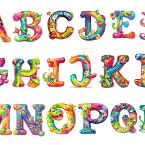 Aquarel Kids Letters Clipart, Kids Alphabet, digitale PNG-bestanden op transparante achtergrond, sublimatie, commercieel gebruik