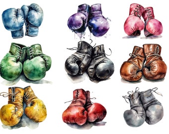 Boxing Gloves Bundle, Watercolour, 10 beautiful PNG images, clip art, high quality, transparent background, 12x12, commercial use