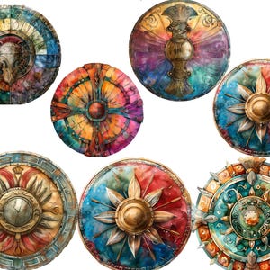 25 cliparts de boucliers grecs, clipart Grèce, images individuelles PNG sur fond transparent, sublimation