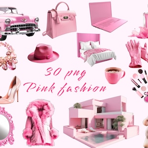 30 png Pink Fashion Clipart, pliki cyfrowe PNG na przezroczystym tle, album, zaproszenia, wykorzystanie komercyjne, natychmiastowe pobieranie