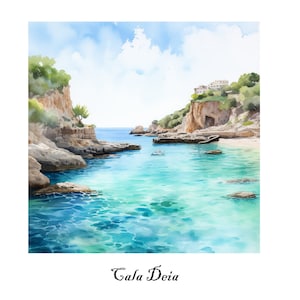 Mallorca Calas Watercolor Clipart, Majorca Clipart, PNG individual images on transparent background, Spain Clipart