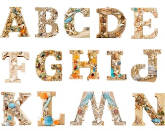 Beach Alphabet Clipart , Beach  Alphabet, transparent background, high quality, clipart, 12x12, commercial use