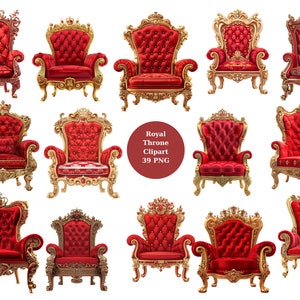 Royal Thrones Clipart, Regal Clipart, individuele PNG-afbeeldingen op transparante achtergrond, sublimatie, commercieel gebruik