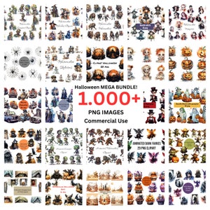 Halloween MEGA BUNDLE, oltre 1.000 immagini, mega bundle PNG, offerta speciale, tutte le immagini in uno, uso commerciale