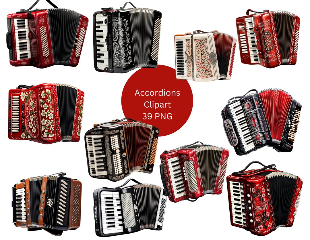 Accordions Clipart, PNG Digital Files on Transparent Background