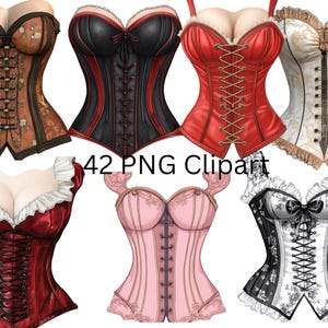 42 コルセット クリップアート、透明な背景の PNG 個別画像、昇華、商用利用