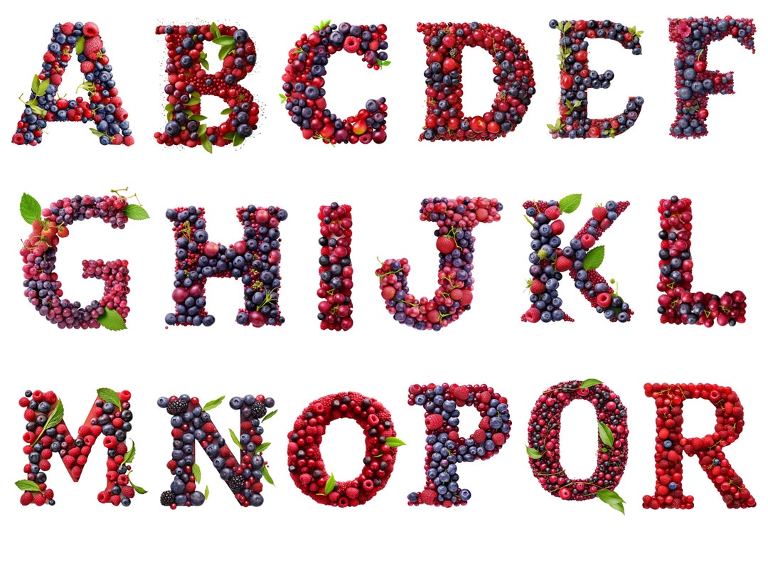 Berries Alphabet, Letters Png, Alphabet Png, Instant Download for ...