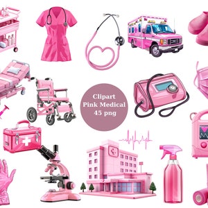 Pink Medical Clipart, archivos digitales PNG sobre fondo transparente, sublimación, uso comercial