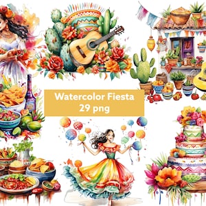 Fiesta acuarela, fondo transparente, alta calidad, clipart, 12x12, uso comercial