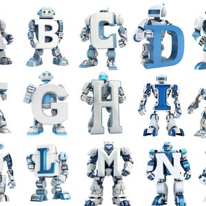 Robot FONT png, Robot  Alphabet png, Robot  png Cut Files For Cricut, Robot  Kids Alphabet