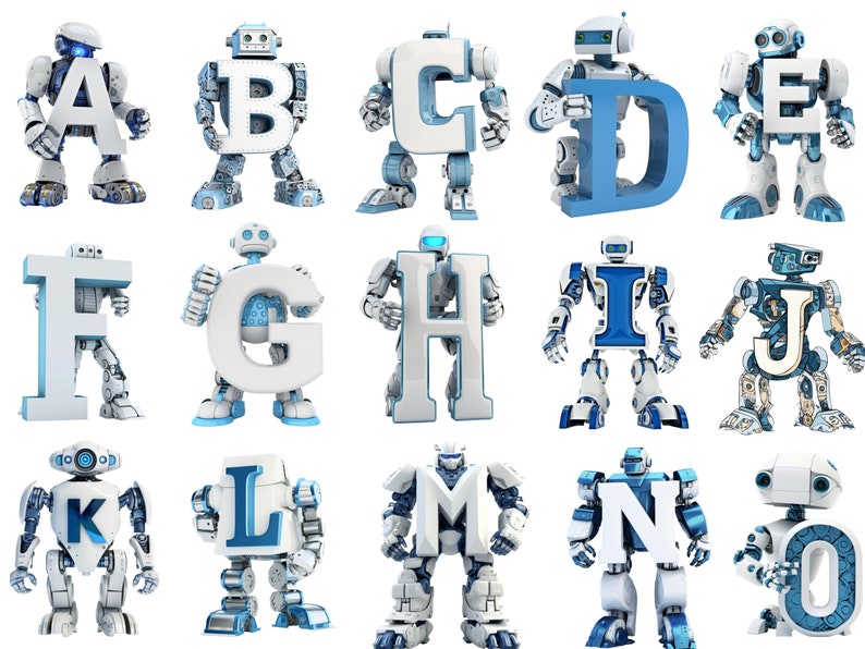 Robot FONT Png Robot Alphabet Png Robot Png Cut Files for - Etsy Canada