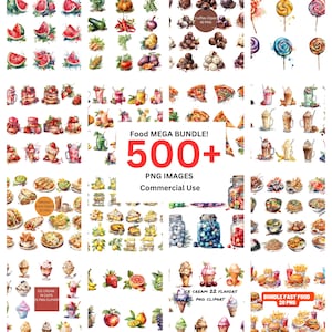 Cibo MEGA BUNDLE, oltre 500 immagini, mega bundle PNG, offerta speciale, tutte le immagini in uno, uso commerciale