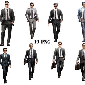 19 Chinese Businessman Watercolor Clipart, People Clipart, PNG digital files on transparent background, sublimation, commercial use