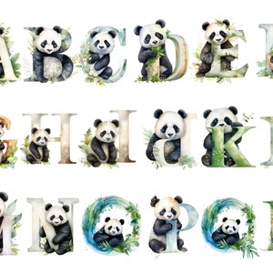 Aquarel Panda alfabet in PNG voor commercieel gebruik direct downloaden Hoge resolutie, 12x12, commercieel gebruik