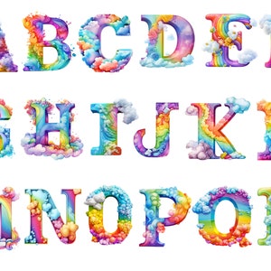Alfabeto arco-íris, letras png, alfabeto png, download instantâneo para uso comercial, alta resolução, 12x12, uso comercial