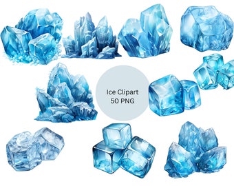 Ice Clipart, ice cubes PNG digital files on transparent background, sublimation, commercial use