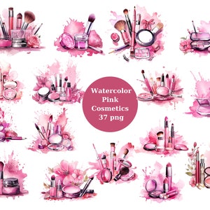 Acuarela Rosa Cosméticos Clip Art - maquillaje digital y gráficos de belleza en formato png descarga instantánea para uso comercial