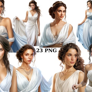 23 Clipart ad acquerello di donne greche, greco antico, file digitali PNG su sfondo trasparente, sublimazione, uso commerciale