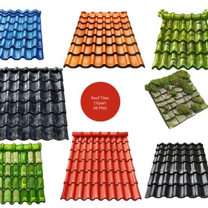 Roof Tiles Clipart, PNG individual images on transparent background, sublimation, commercial use
