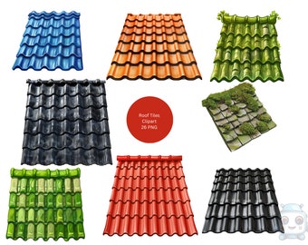 Roof Tiles Clipart, PNG individual images on transparent background, sublimation, commercial use