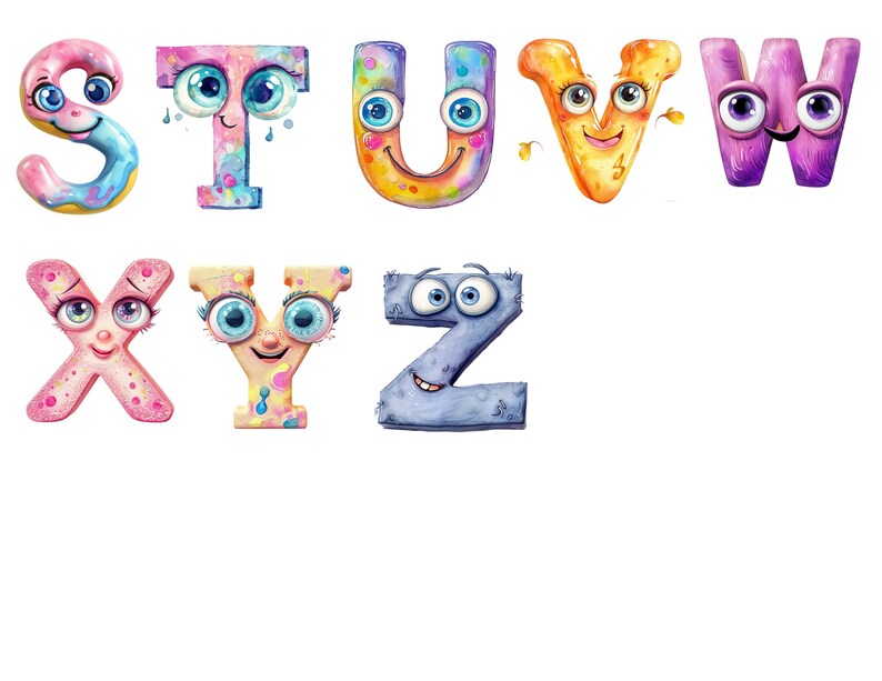 Smiley Alphabet Watercolor, Smiley Letters, Transparent Background ...