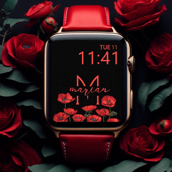 Coquelicots Apple Watch Fond d’écran, Cadran de montre fleuri, Fond d’écran Apple Watch personnalisé, Cadran de montre personnalisé, Cadran de montre nature, Cadran de montre floral