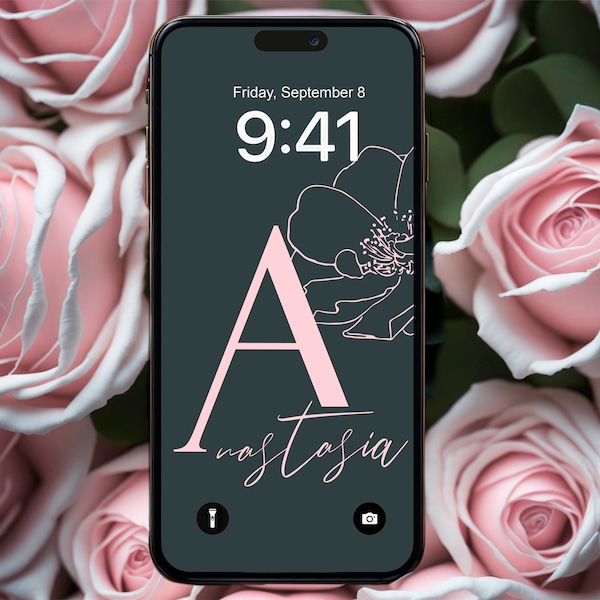 Personalized iPhone Wallpaper,Custom iPhone Wallpaper,Floral Wallpaper,Flower Phone  Background,Aesthetic Phone Background,Gray Background