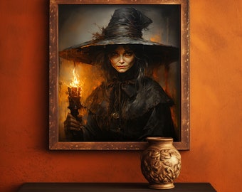 Digital Download Wall Art | Whispers of Mystery | witch portrait | Halloween art | women of power | oil painting | Print | dark art