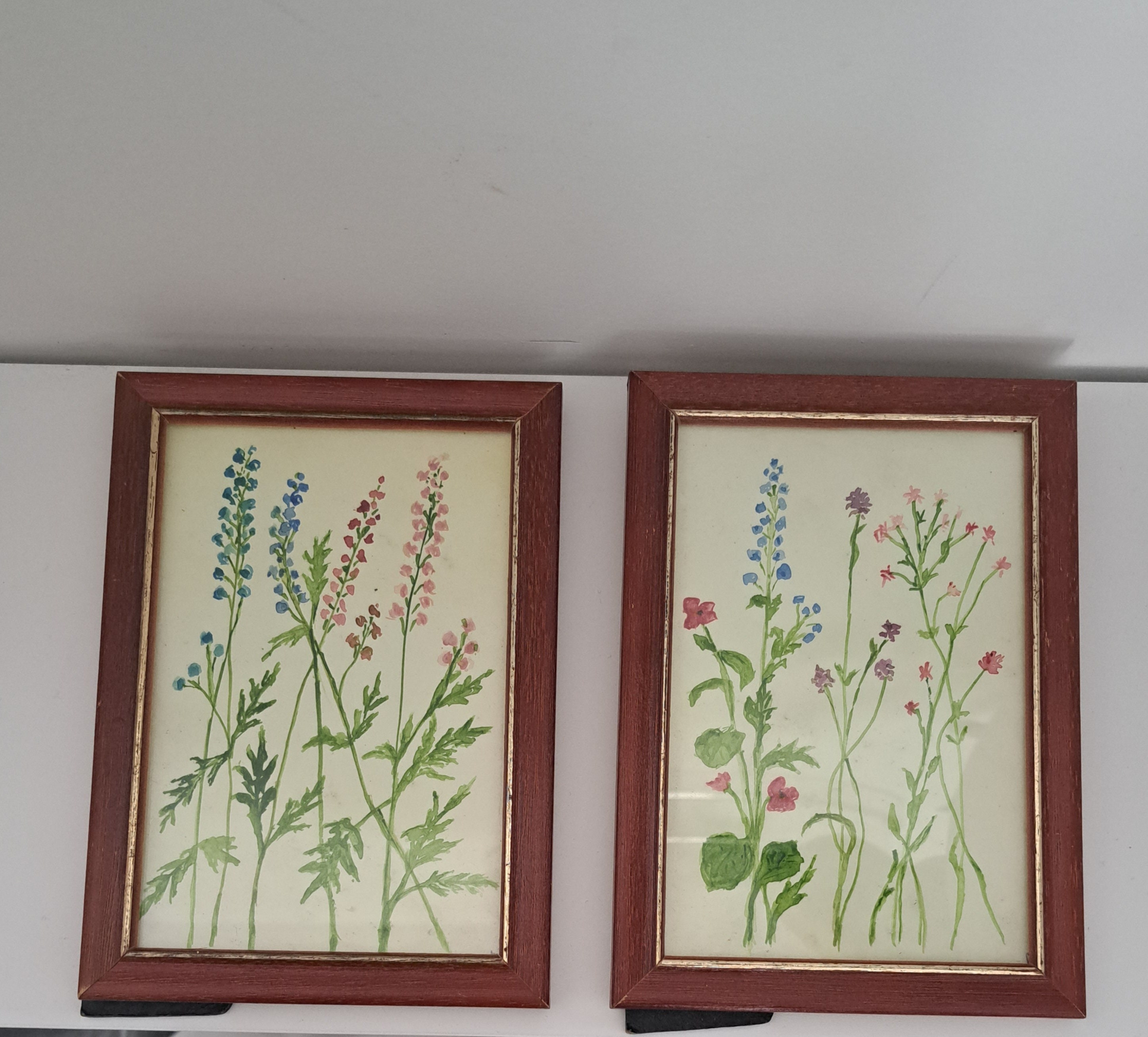 Vintage Framed Floral Watercolour Set of 2 Decor Etsy UK