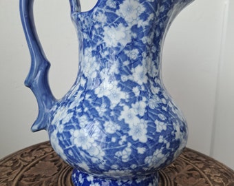 vintage blue and white floral vintage pitcher vase jug kitchen decor