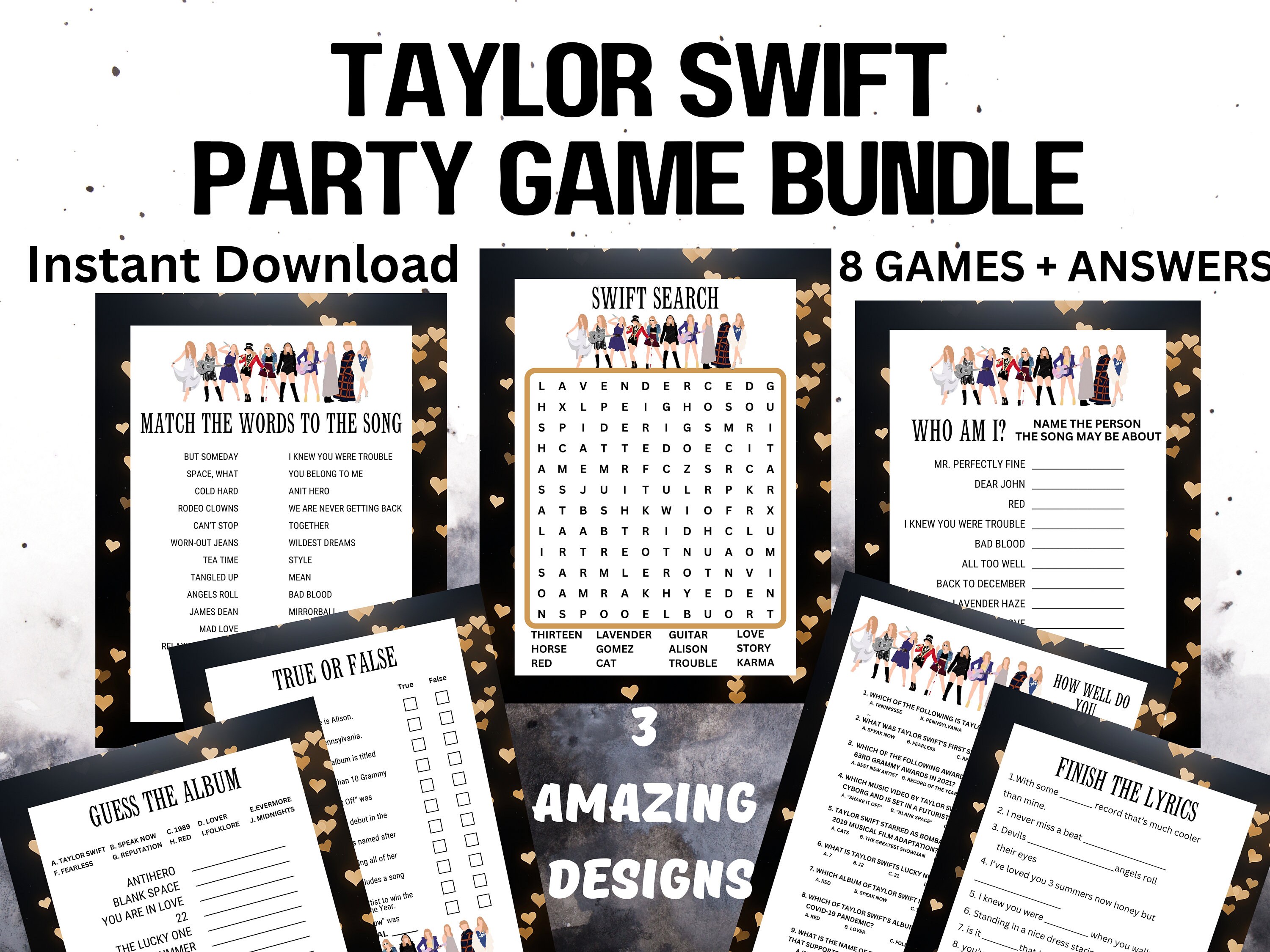 Taylor Swift Party Games, Instant Download Printable, Birthday Party Game, Swiftie Party Games