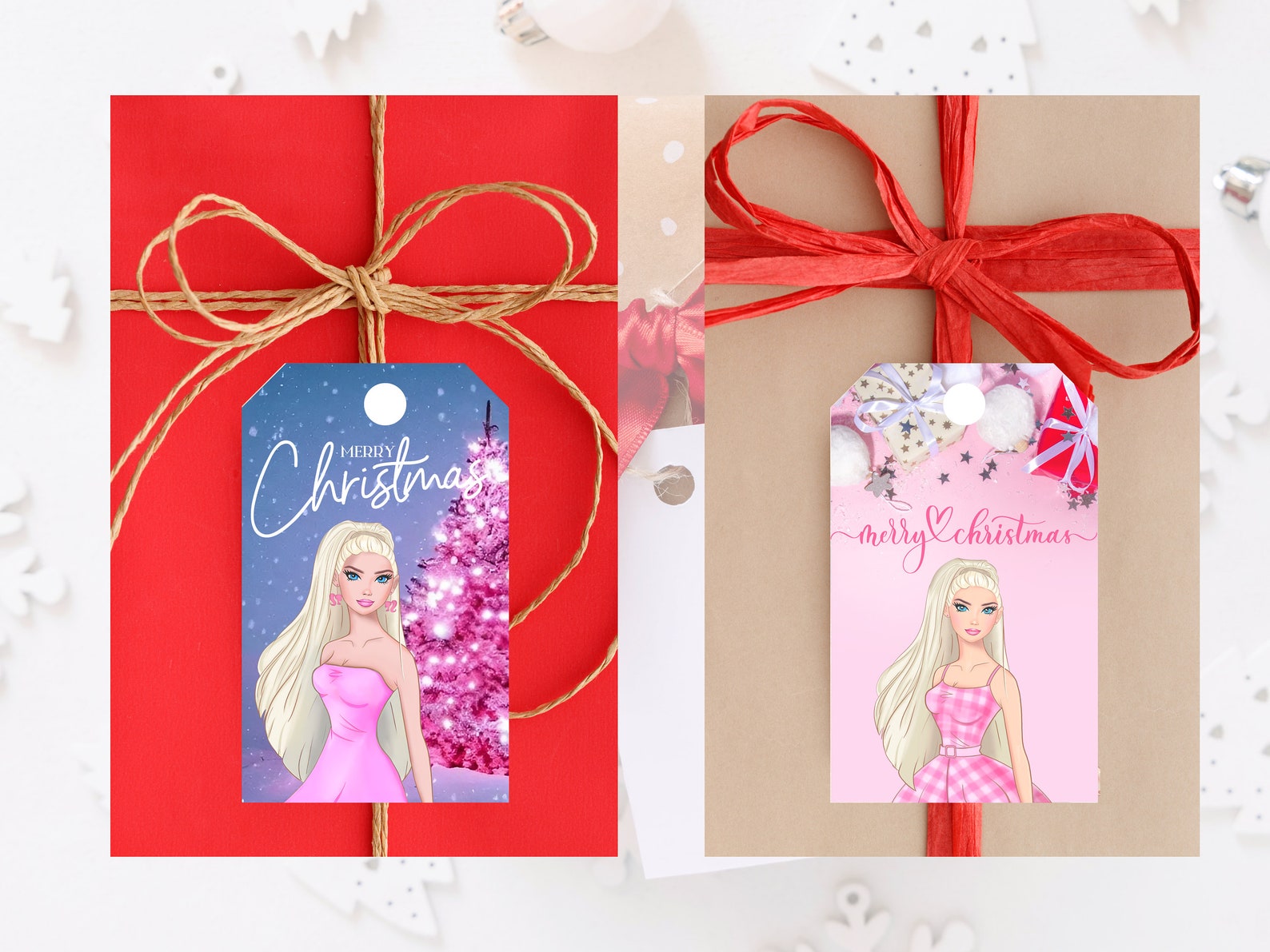 Barbie Christmas Gift Tag, Christmas Present Tag, Christmas Card, Barbie Present, - Etsy