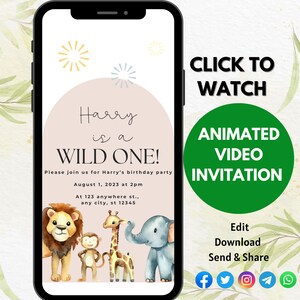 First Birthday Video invitation, party invite, evite,cell phone, mobile invitation, 1st birthday, canva, invitation,unique,1st, digital, boy