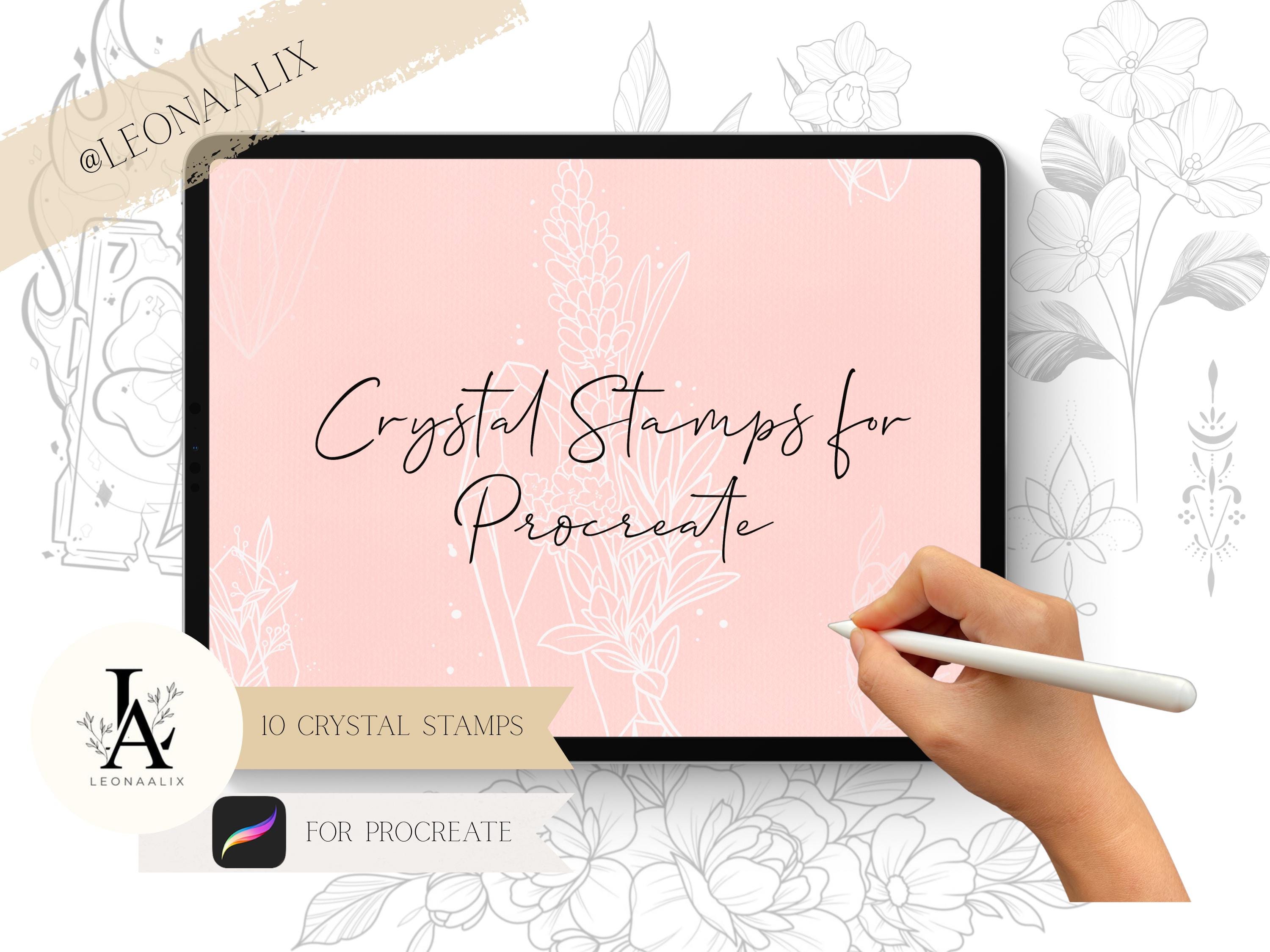 Procreate Crystal Stamps Brush Set – 10 pinceles de tatuaje de cristales místicos para iPad