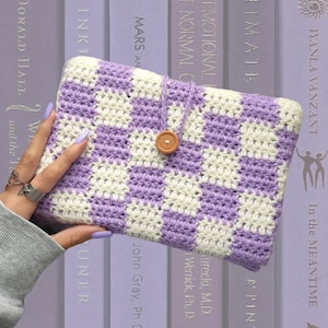 Funda/cubierta de libro de crochet, bolsa de cuadros de crochet