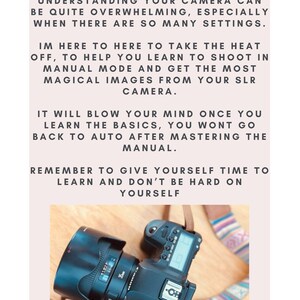 May include: A black SLR camera with a lens attached, resting on a wooden surface. The image includes text that reads "ITS EASY WHEN YOU KNOW HOW" and tips on learning manual mode.