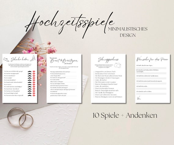 Hochzeit Spiele, 10 Spieleset für Hochzeit, Unterhaltung für Gäste, Beschäftigung Hochzeit, Minimalistisches Design, sofort herunterladen