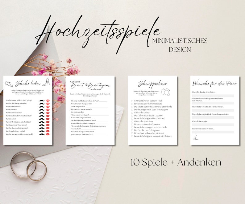 Wedding Games, 10 Game Set for Wedding, Entertainment for Guests, Wedding Activities, Minimalist Design, Download Now image 1